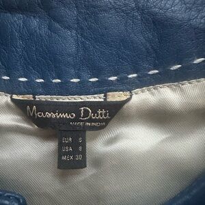 Massimo Dutti Navy Leather Jacket